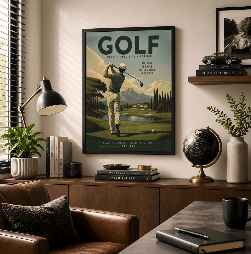 Vintage Golf Print, Focus Precision Passion