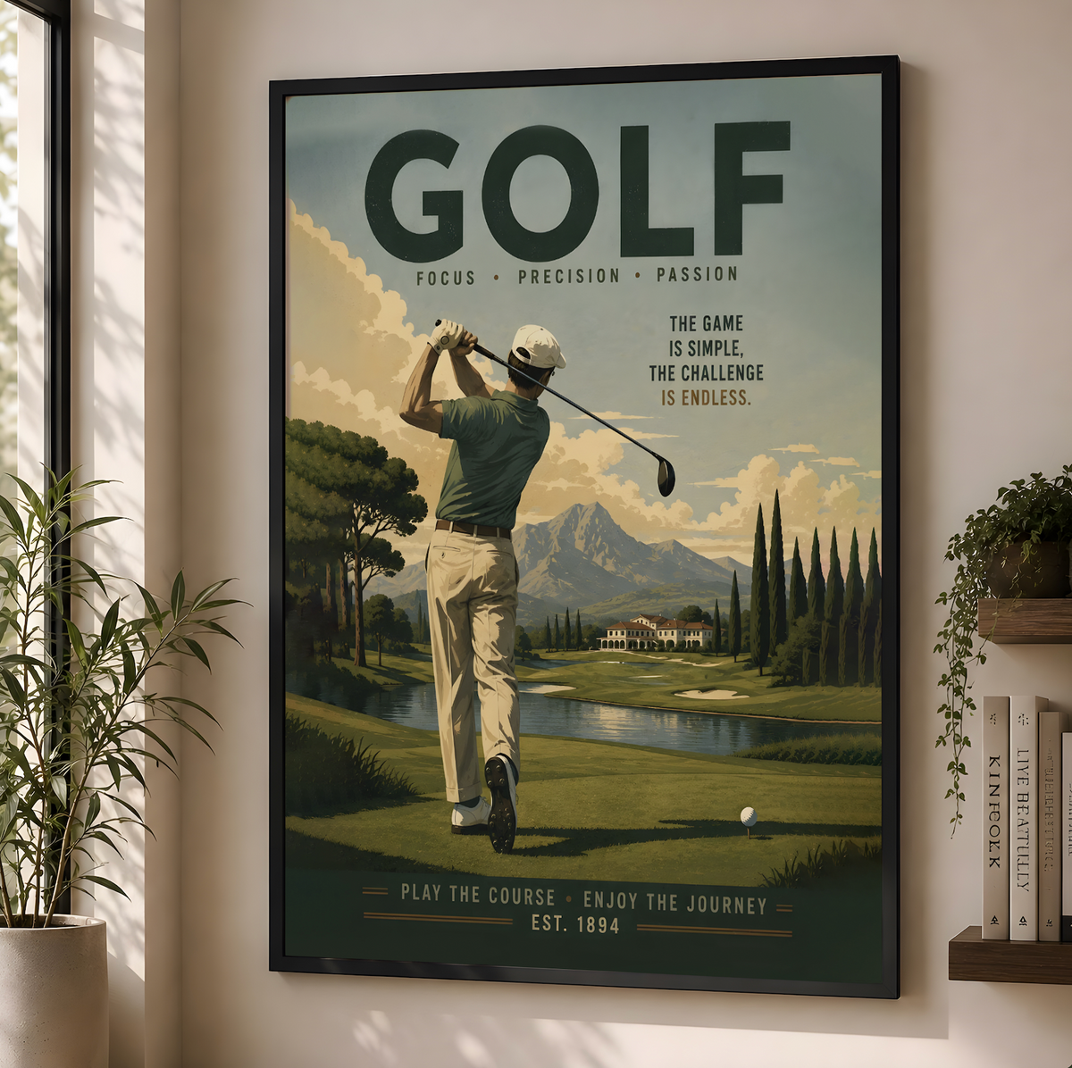 Vintage Golf Print, Focus Precision Passion