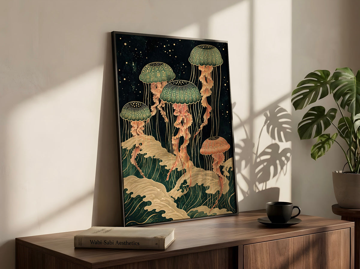 Wall Art Poster Jellyfish, Coastal Wall Design