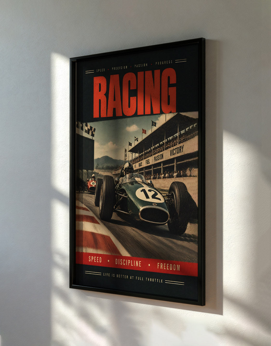Vintage Racing  Print, Focus Precision Passion, Masculine Gift