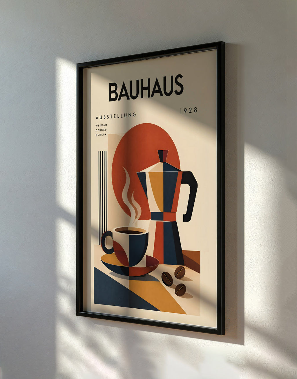 Bauhaus Coffee Poster, Mid-Century Modern Kitchen Art, Retro Coffee Bar Decor