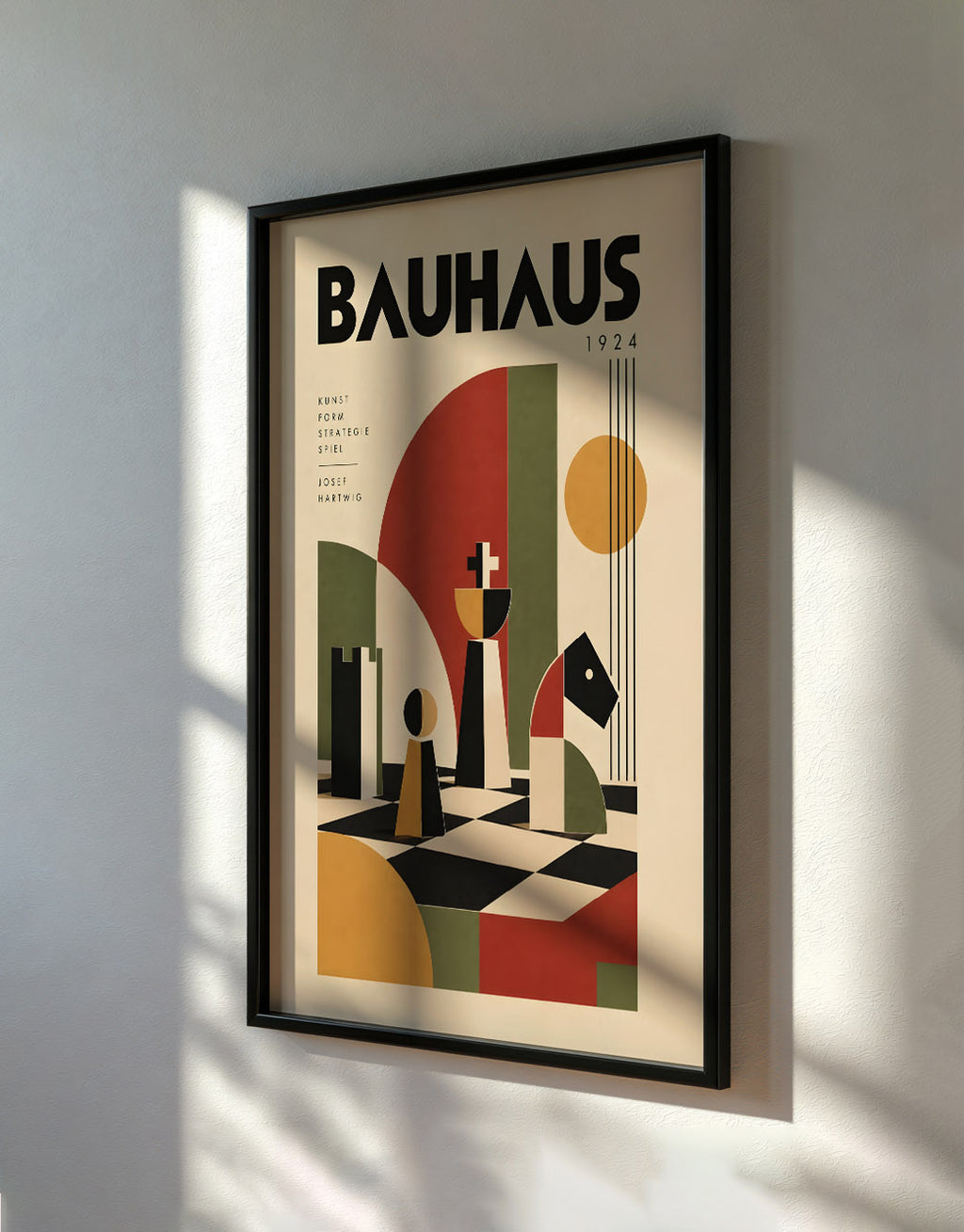 Bauhaus Chess Poster, Geometric Mid Century Modern Print, Bauhaus Decor