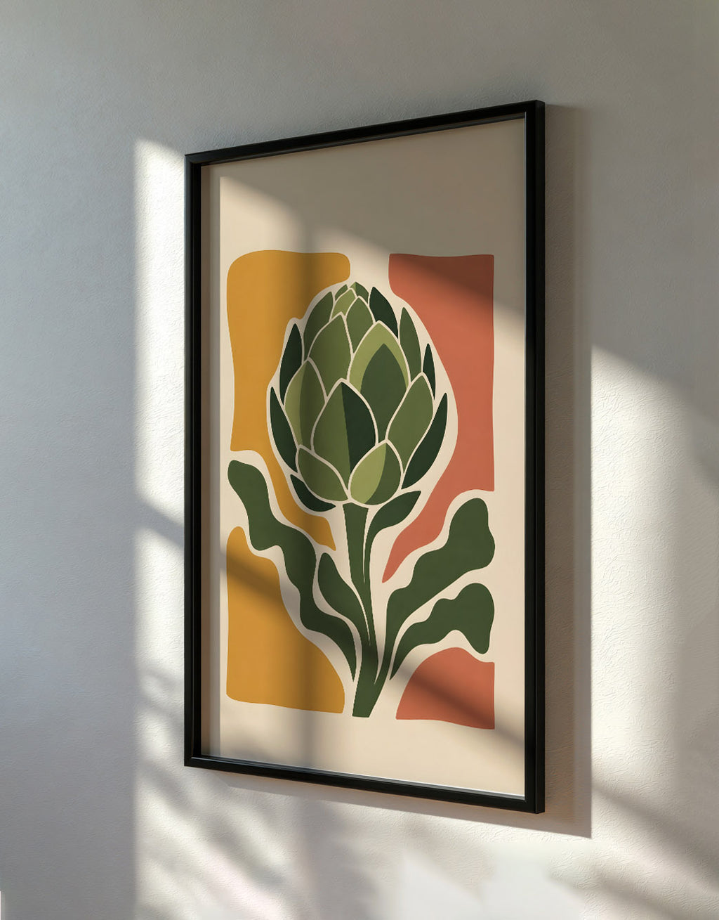 Artichoke Botanical Print, Mid Century Modern Floral Wall Art, Modern Kitchen Decor
