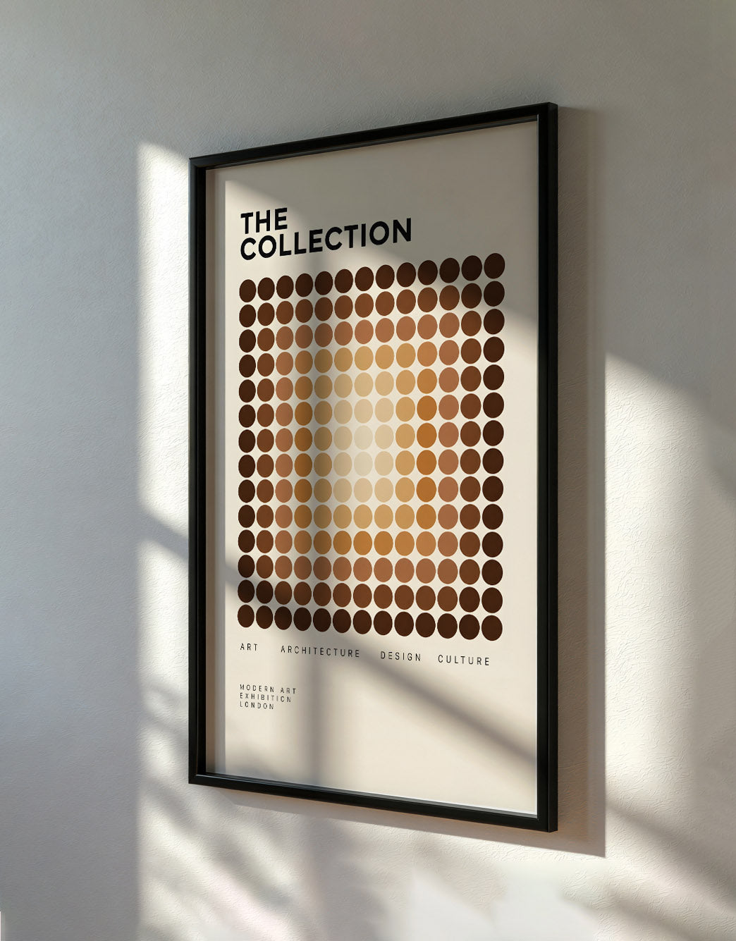 Brown Geometric Modernist Poster, Abstract Dot Pattern Wall Art, Mid Century Modern Print