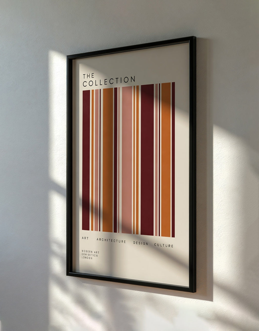 Burgundy Modernist Poster, Geometric Stripe Wall Art, Mid Century Modern Print