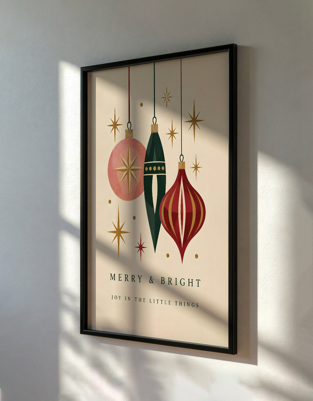 Retro Christmas Bauble Print, Vintage Ornament Wall Art
