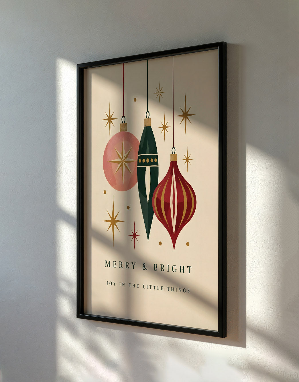 Retro Christmas Bauble Print, Vintage Ornament Wall Art