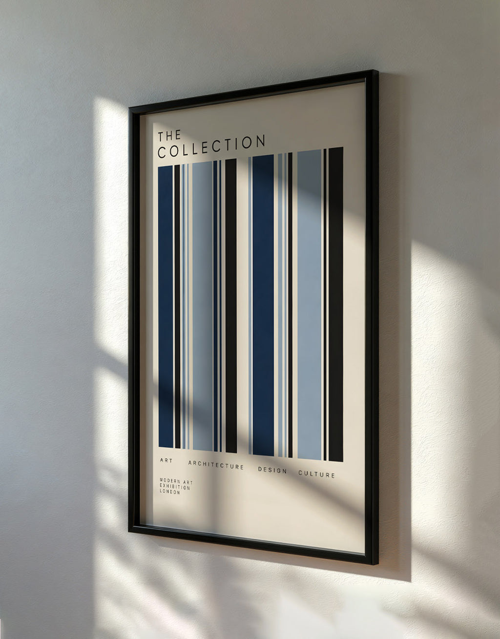 Blue Modernist Poster, Geometric Stripe Wall Art, Mid Century Modern Print