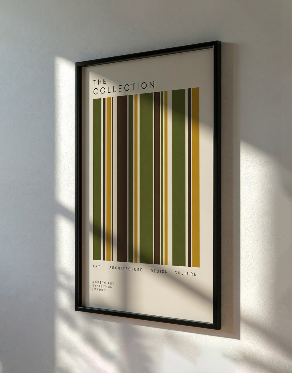 Green Modernist Poster, Geometric Stripe Wall Art, Mid Century Modern