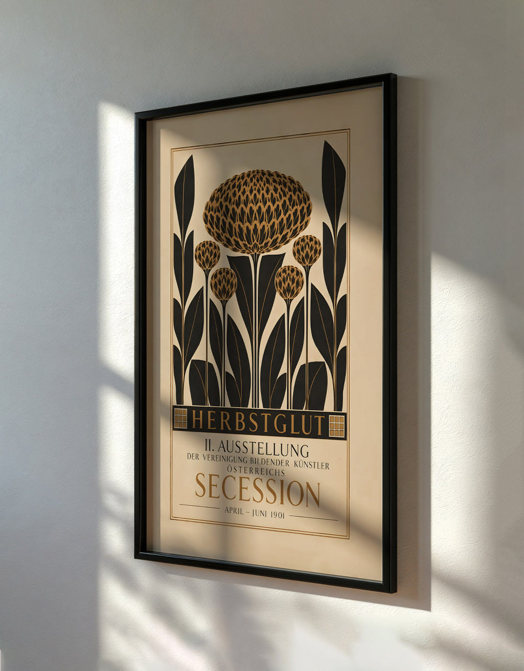 Secession Herbstzeit Exhibition Poster, Art Nouveau Floral Print, Vintage Botanical Flower Wall Art