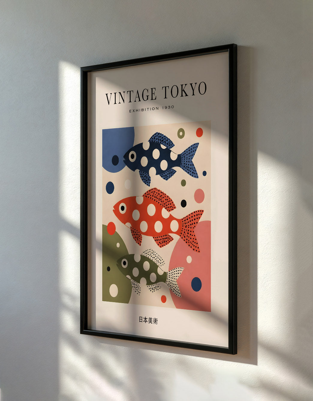 Vintage Tokyo Fish Art Print: Polka Dot, Mid-Century Modern Style