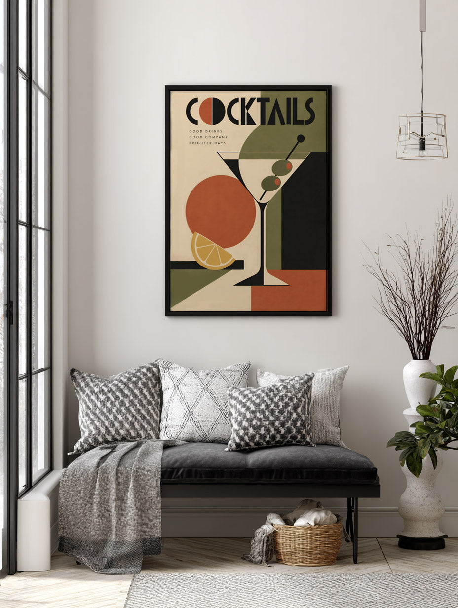 Cocktails  Print, Mid Century Modern Art, Geometrical  Poster