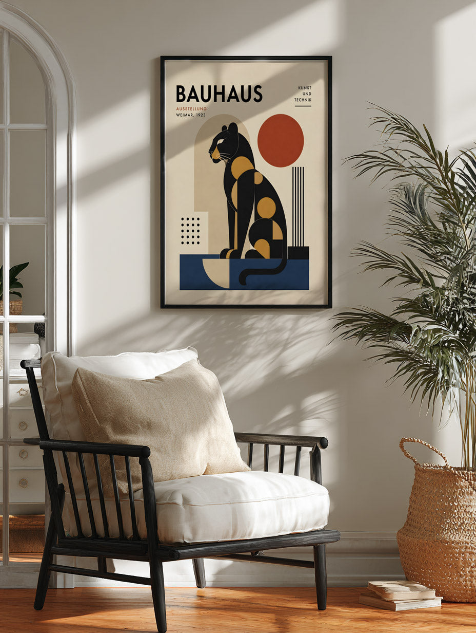 Bauhaus Panther  Poster, Geometric Mid Century Wall Art Decor