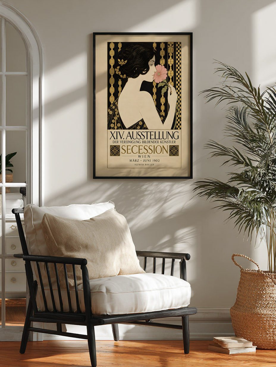 Art Nouveau Floral Wall Decor, Vienna Secession Exhibition Poster