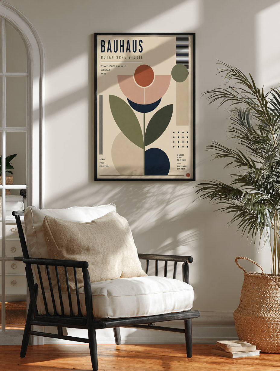 Bauhaus Botanical Art Print, Geometric Plant Wall Art, Home Decor
