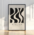 Black and White Abstract Modernist Poster, Minimalist Geometric Wall Art, Contemporary Graphic Design Print
