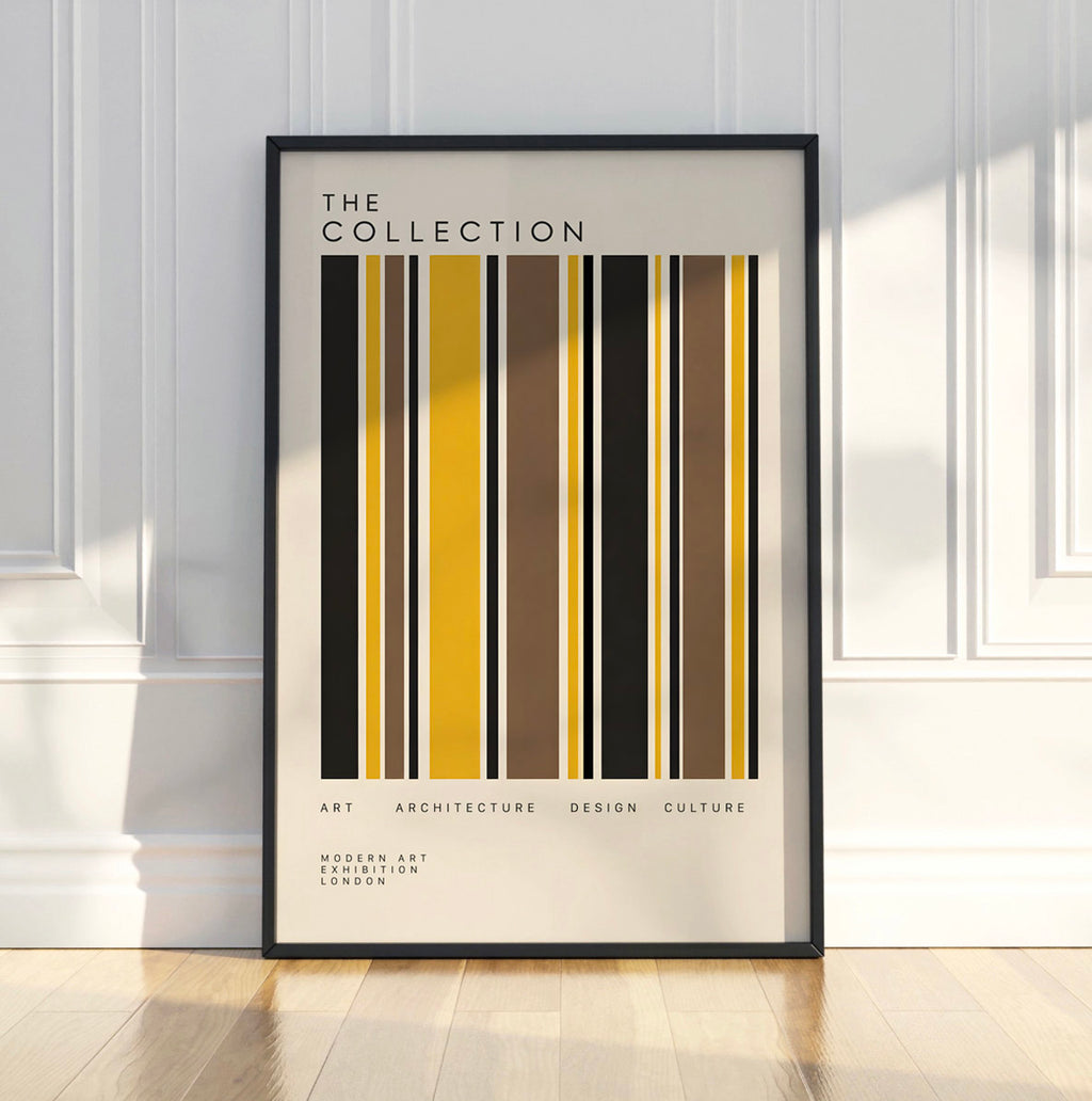 Modernist Geometric Poster, Minimalist Abstract Stripe Wall Art, Mid Century Modern Art