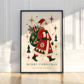 Vintage Santa Claus Wall Art, Retro Christmas Poster, Holiday Print