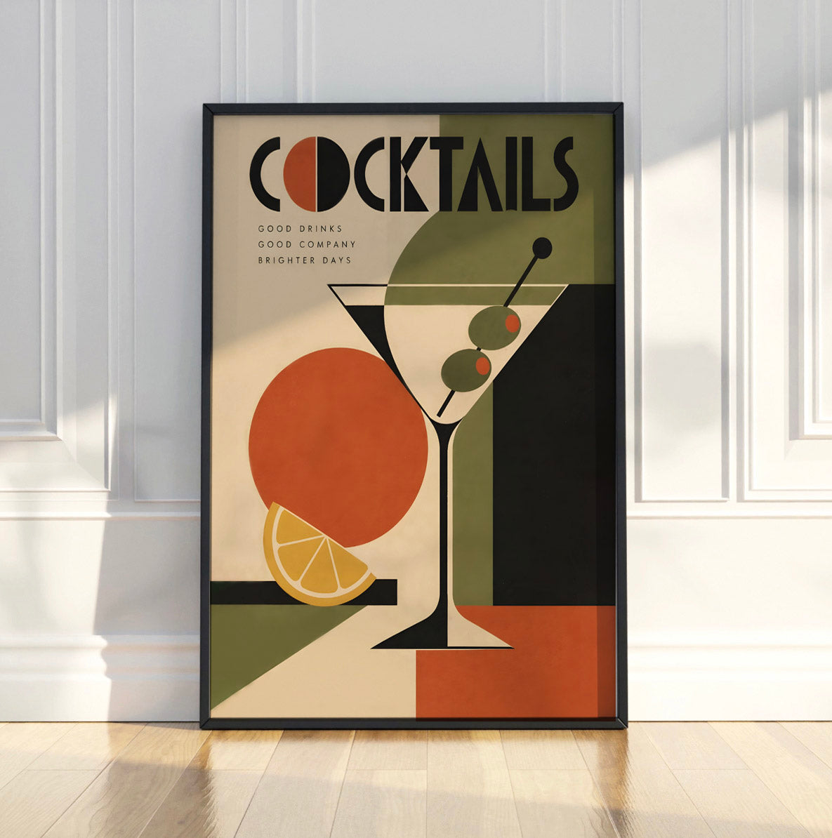 Cocktails  Print, Mid Century Modern Art, Geometrical  Poster