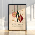 Retro Christmas Bauble Print, Vintage Ornament Wall Art
