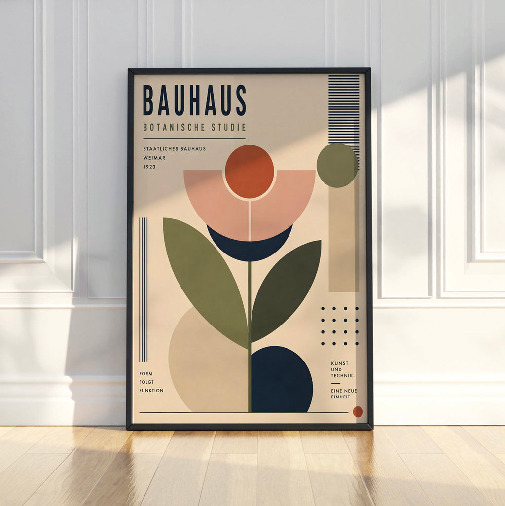 Bauhaus Botanical Art Print, Geometric Plant Wall Art, Home Decor