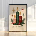 Vintage Christmas Candle Wall Art, Festive Holiday Print