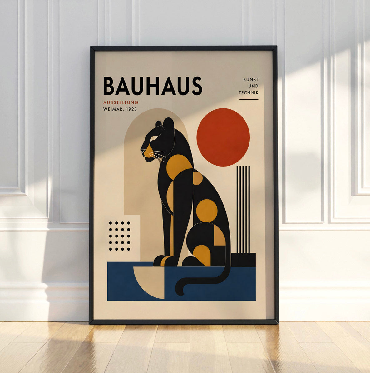 Bauhaus Panther  Poster, Geometric Mid Century Wall Art Decor