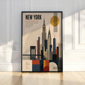 Bauhaus New York City Skyline Art Print, Mid Century Modern Poster