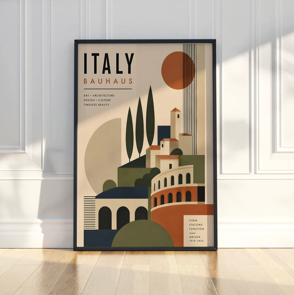 Italy Bauhaus Travel Poster, Minimalist Wall Art Decor
