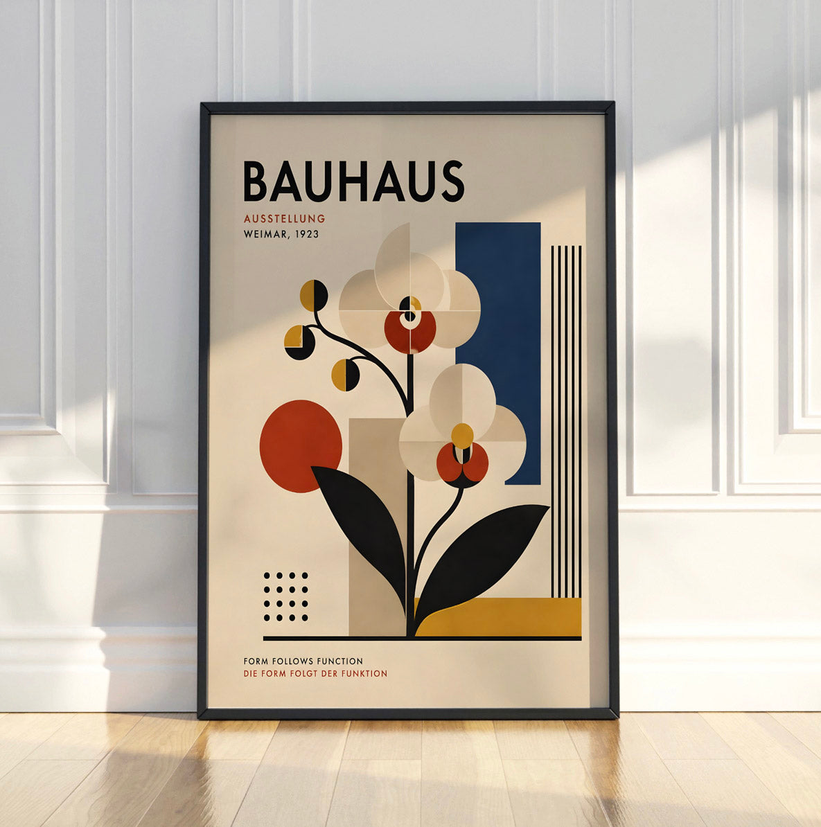 Bauhaus orchid poster, Botanical Wall Art, Mid Century Modern Art