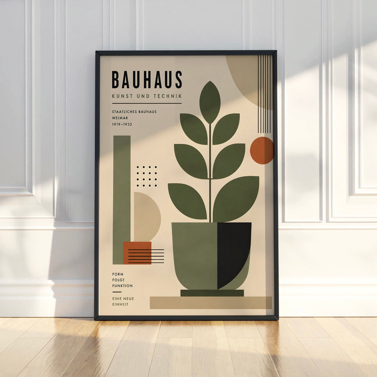 Bauhaus Botanical Art Print, Geometric Plant Wall Art, Home Decor