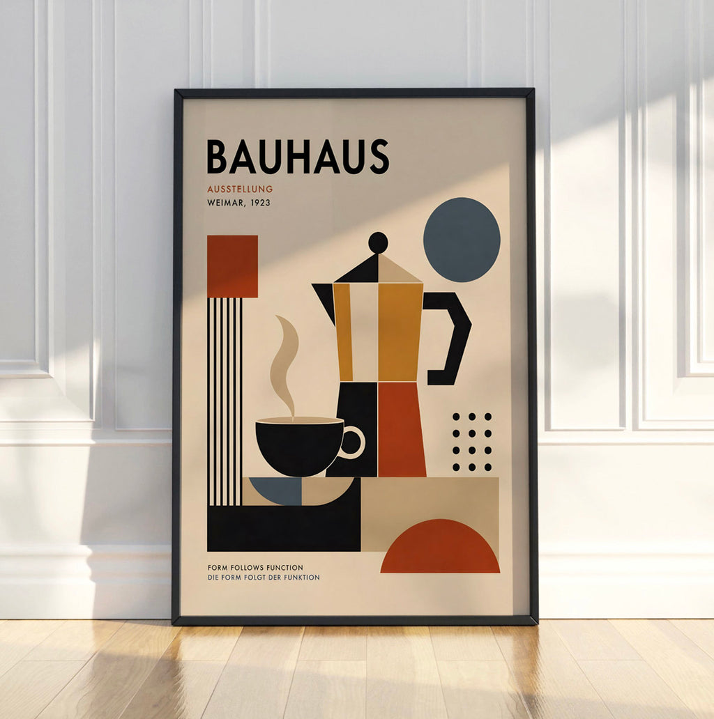 Bauhaus Coffee Station Poster, Mid-Century Modern Kitchen Art Print