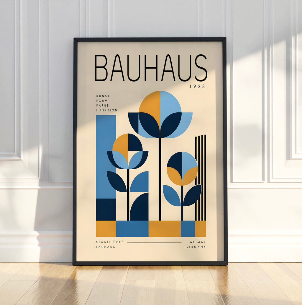 Bauhaus Geometric Poster, Mid Century Botanical Art, Modern Minimalist Wall Decor