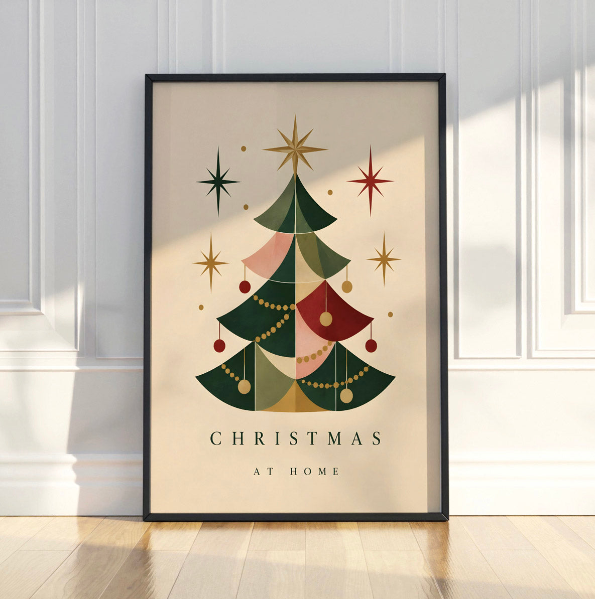 Mid-Century Christmas Tree Print, Retro Holiday Wall Art
