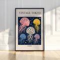 Polka Dot Jellyfish Wall Art Print, Vintage Japanese Poster