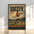 Vintage Soccer Poster, Retro Football Art, Teamwork Player Decor, Soccer Gift
