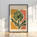 Artichoke Botanical Print, Mid Century Modern Floral Wall Art, Modern Kitchen Decor