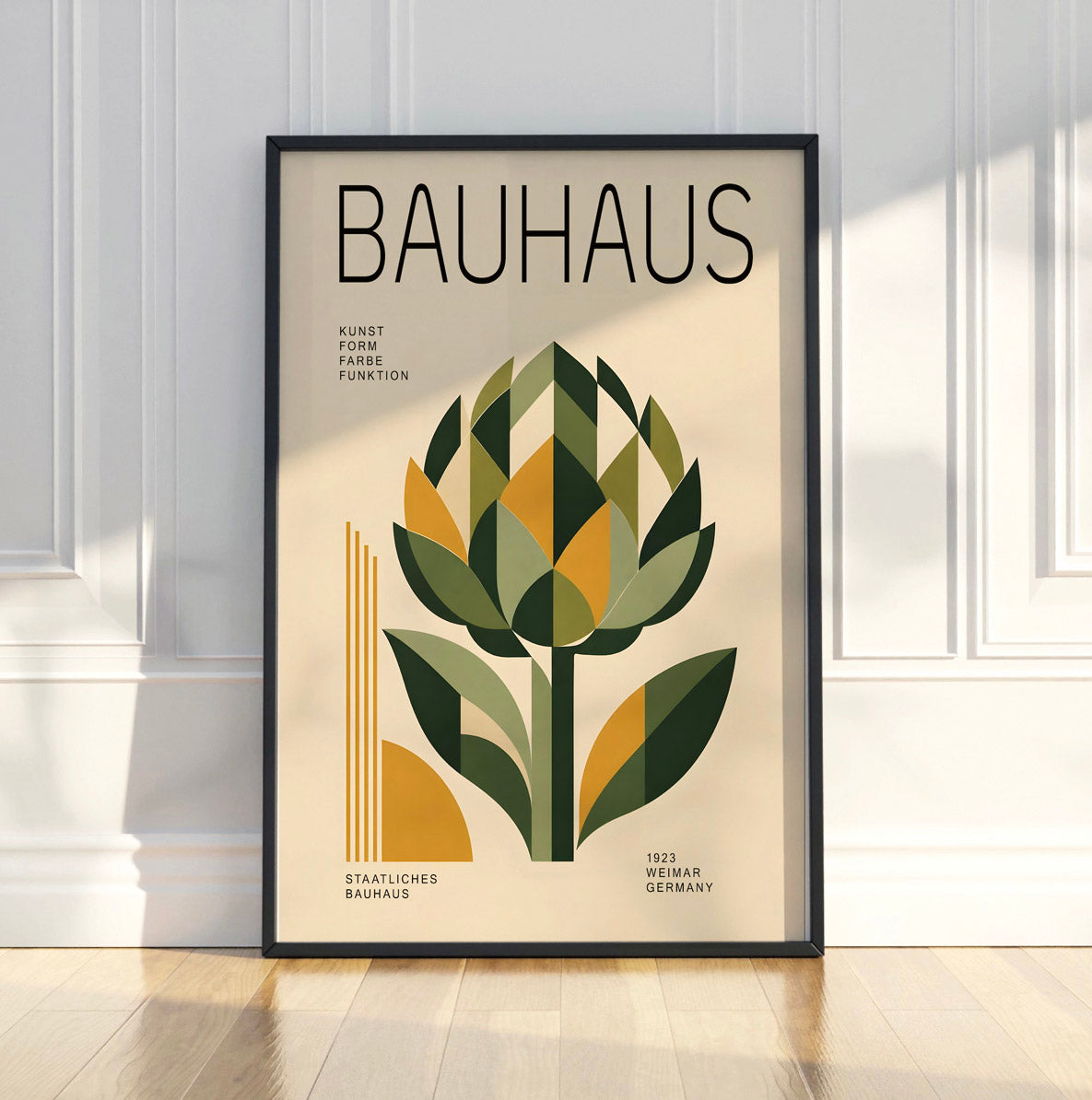 Bauhaus Artichoke Wall Art Print, Geometrical Botanical Art, Mid Century Modern Wall Decor