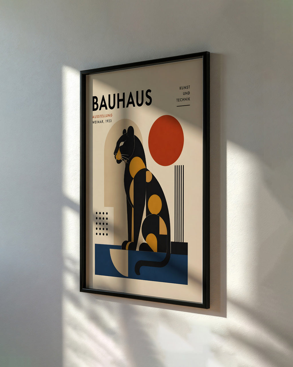 Bauhaus Panther  Poster, Geometric Mid Century Wall Art Decor