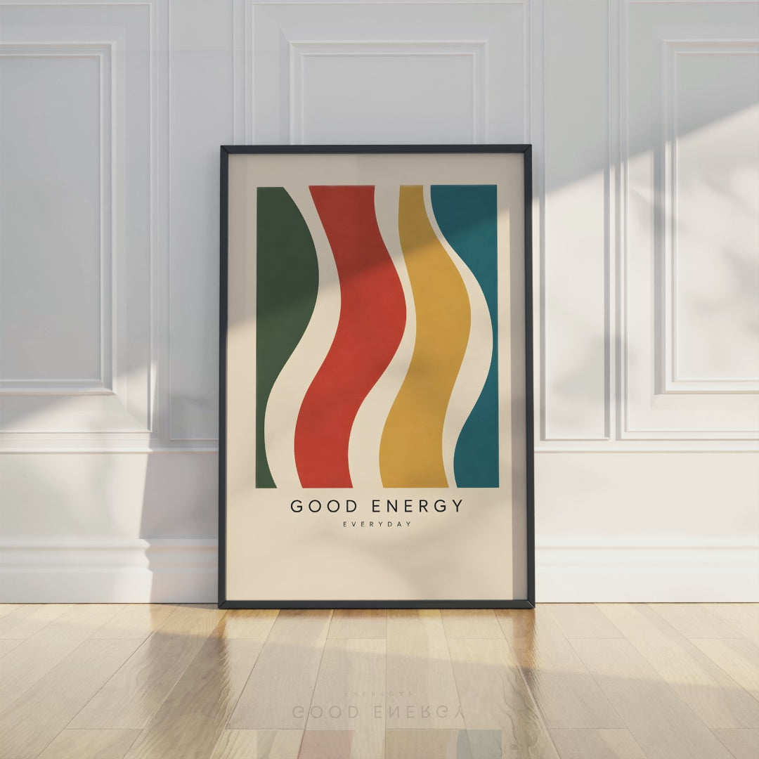 Colourful Abstract Modernist Poster, Wavy Geometric Wall Art, Mid Century Modern Print