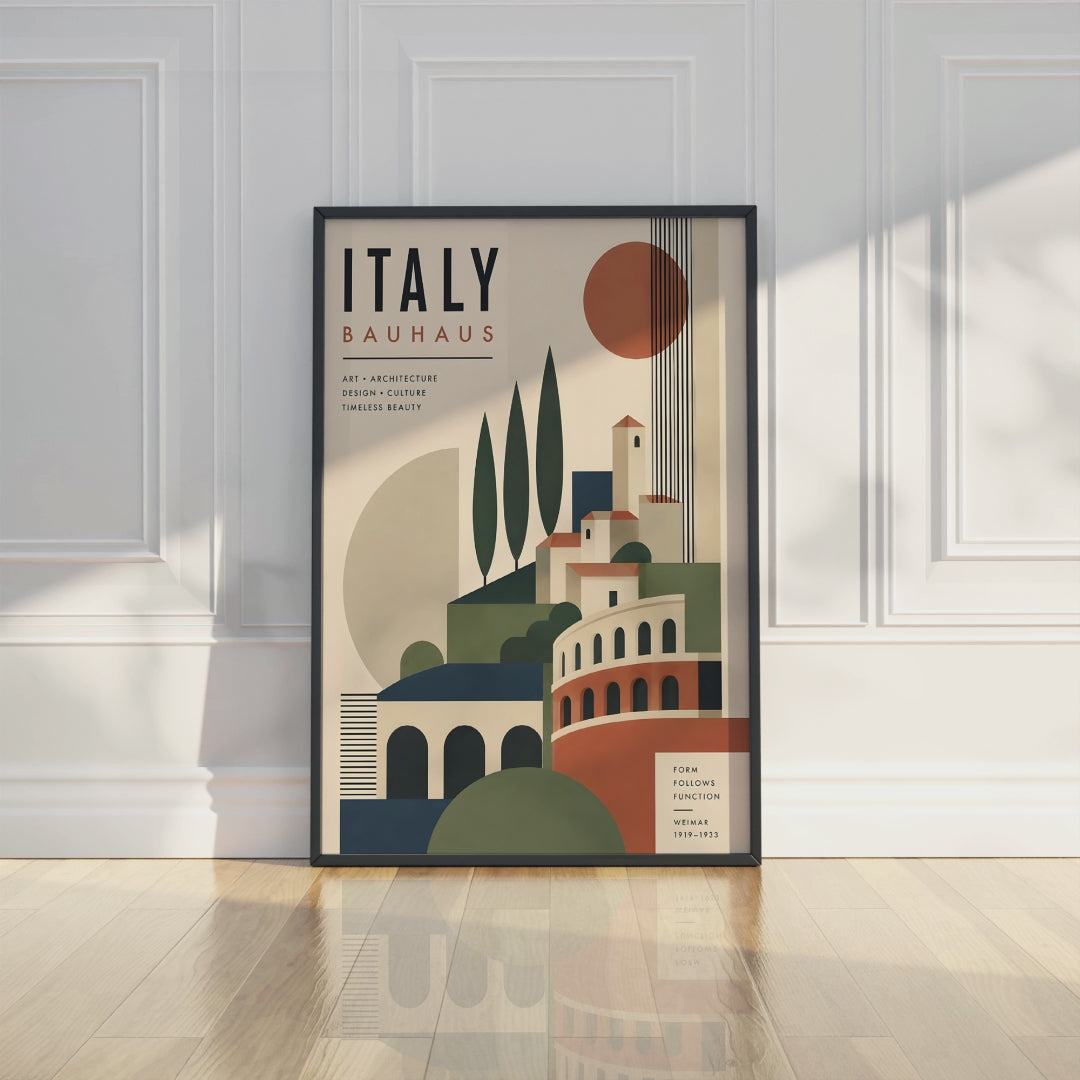 Italy Bauhaus Travel Poster, Minimalist Wall Art Decor