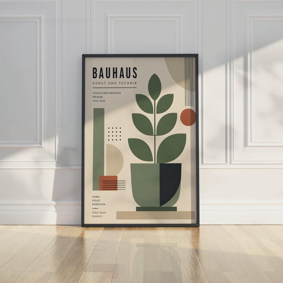 Bauhaus Botanical Art Print, Geometric Plant Wall Art, Home Decor