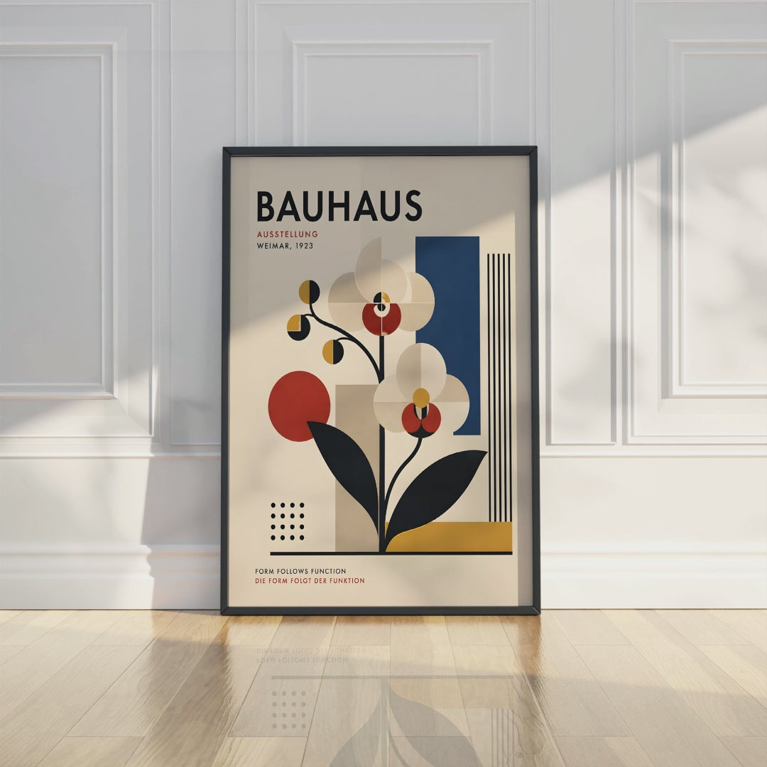 Bauhaus orchid poster, Botanical Wall Art, Mid Century Modern Art