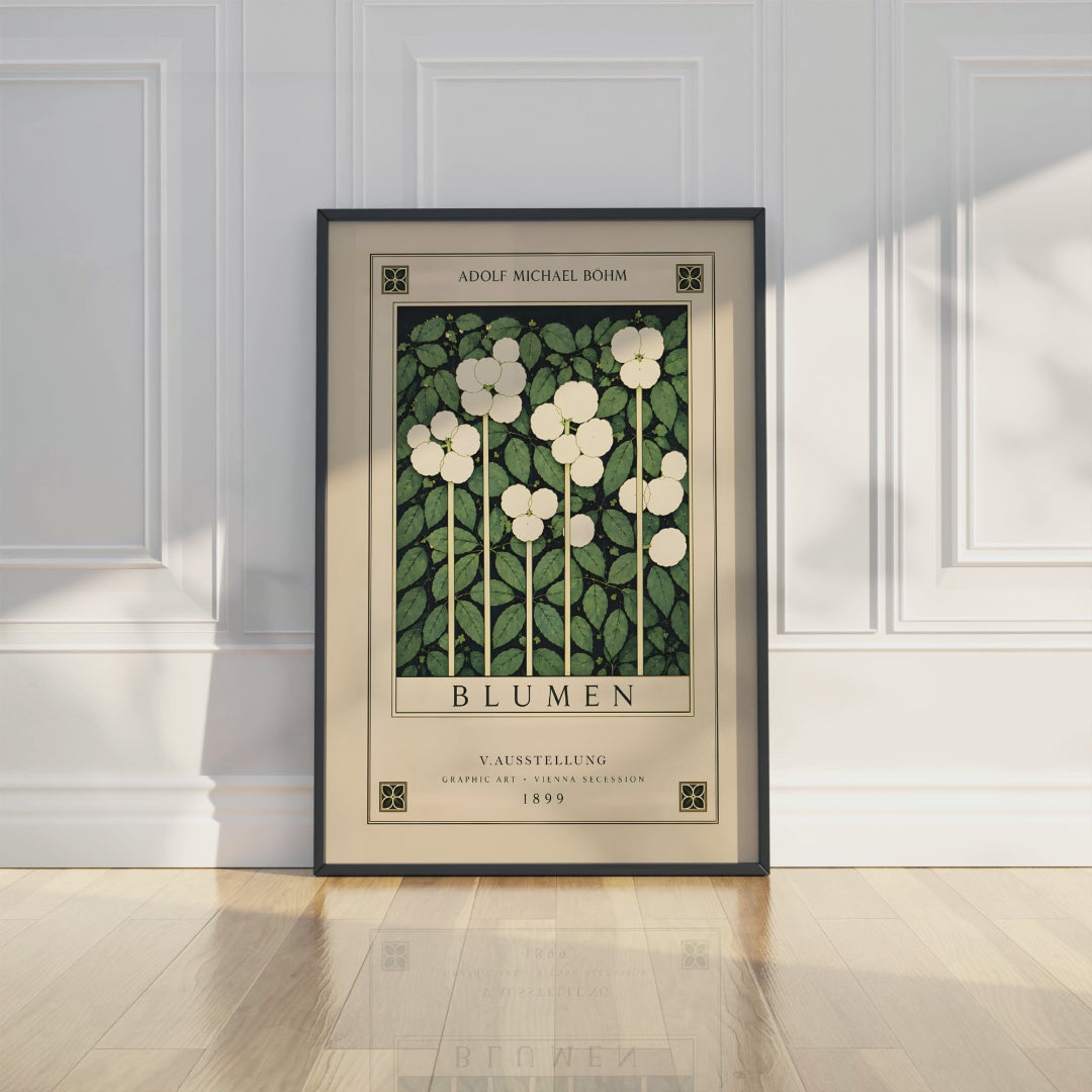 Art Nouveau Floral Wall Decor, Adolf Bohm Blumen Print, Vienna Secession Exhibition Poster