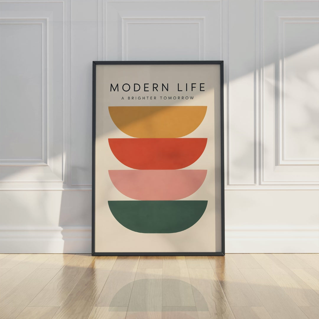 Colourful Geometric Modernist Poster, Mid Century Modern Wall Art