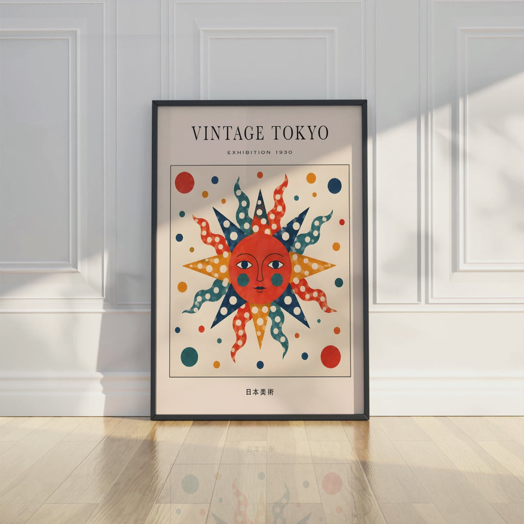 Vintage Polka Dot Tokyo Sun Poster: 1930 Exhibition Art Print