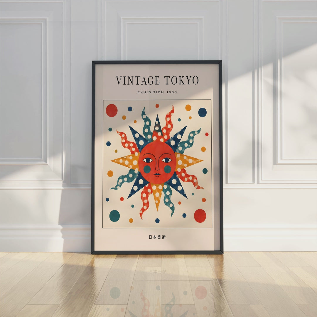 Vintage Polka Dot Tokyo Sun Poster: 1930 Exhibition Art Print