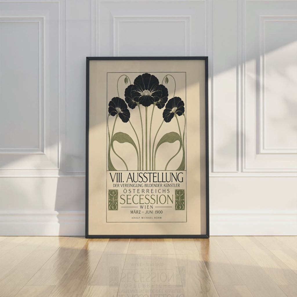 Secession Herbstzeit Exhibition Poster, Art Nouveau Floral Print, Vintage Botanical Flower Wall Art