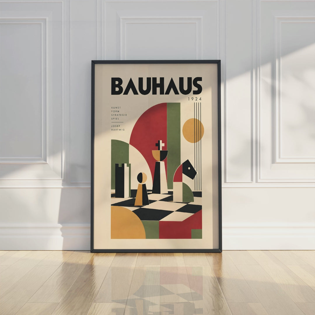 Bauhaus Chess Poster, Geometric Mid Century Modern Print, Bauhaus Decor