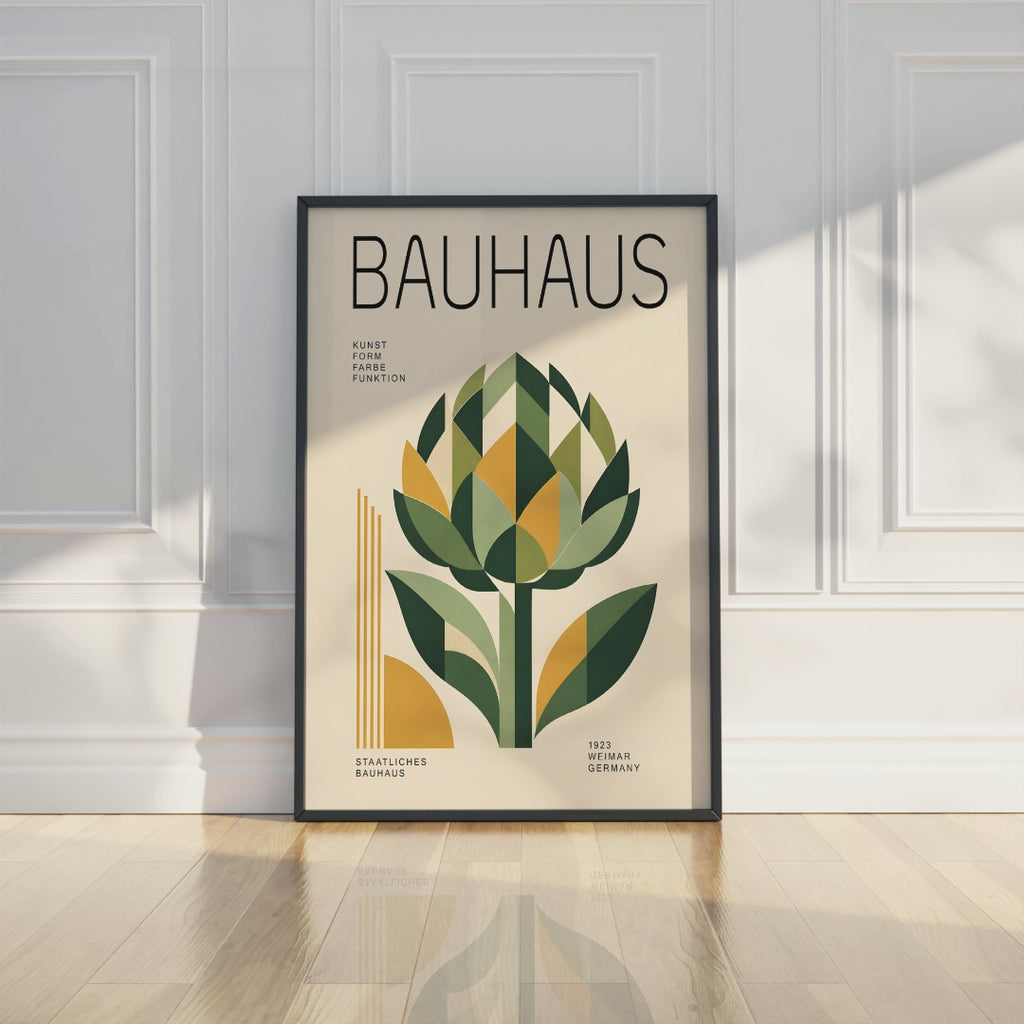 Bauhaus Artichoke Wall Art Print, Geometrical Botanical Art, Mid Century Modern Wall Decor
